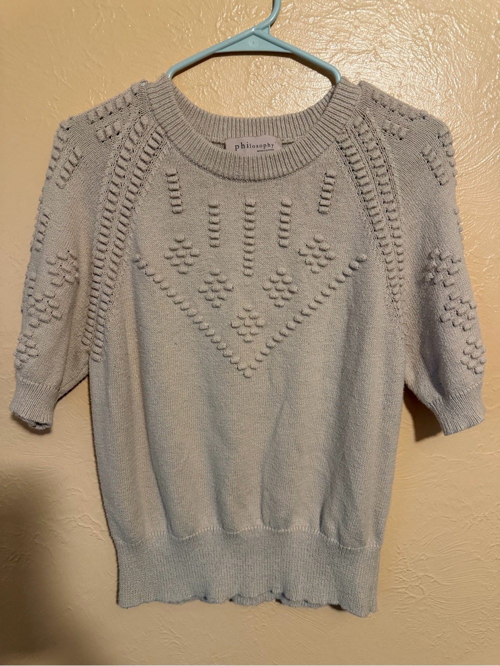 Philosophy Soft Light Gray Textured Crewneck Sweater